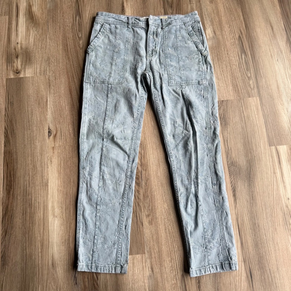 Anthropologie The Wanderer Floral Embroidered Utility Pants Blue‎ Size 27
